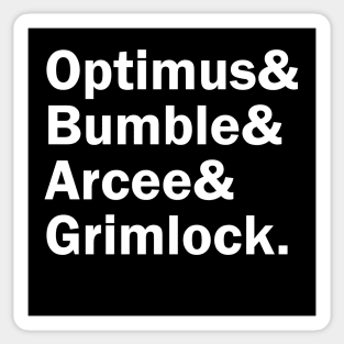 Funny Names x Transformers Autobots (Optimus, Bumble, Arcee, Gridlock) Sticker